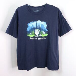 TeeTurtle Men's 2XL Navy Gaming Wolf Born to Explore Cartoon Graphic Tee T-Shirt